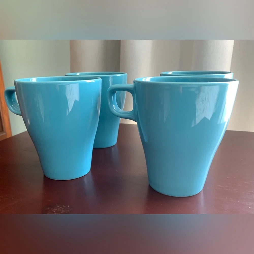 FOUR (4) Ikea Mugs FÄRGRIK Mug, turquoise, blue, coffee, tea, latte, 8.5 oz